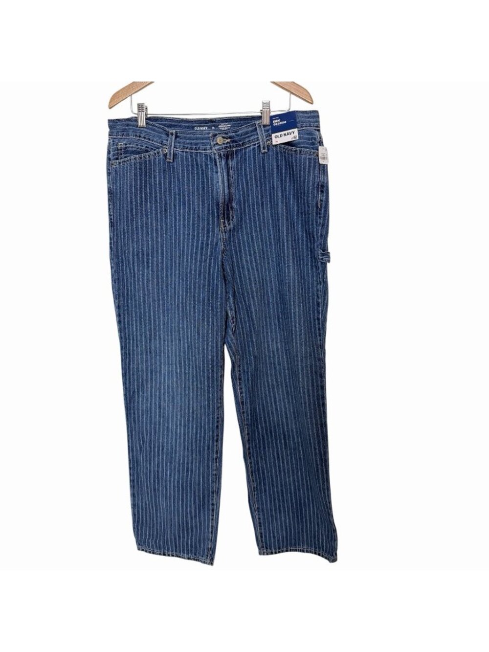 Old Navy high waisted OG loose rigid stripe jeans size 14 New